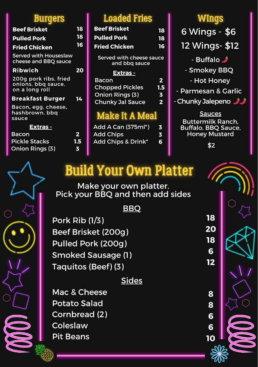 Menu, Jose's Smokey BBQ Bar