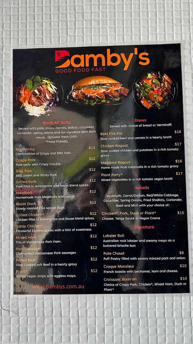 Menu, Bambys