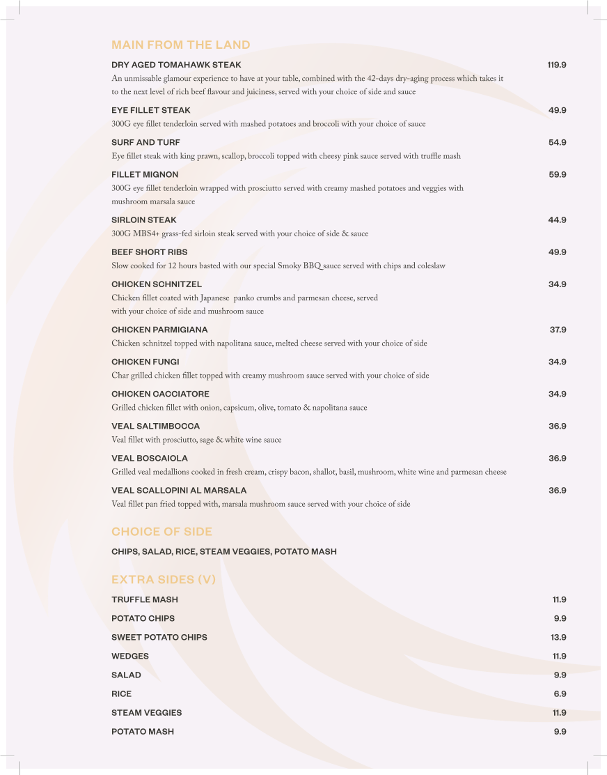 Menu, Neyvine Seafood & Grill