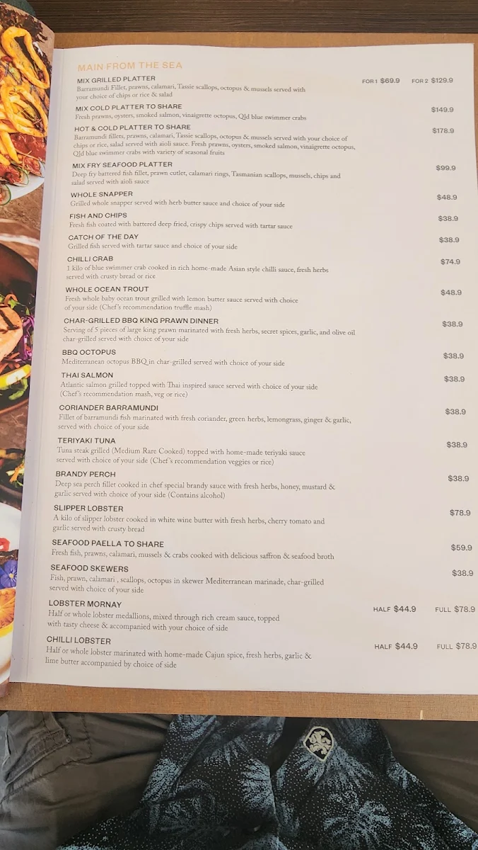 Menu, Neyvine Seafood & Grill