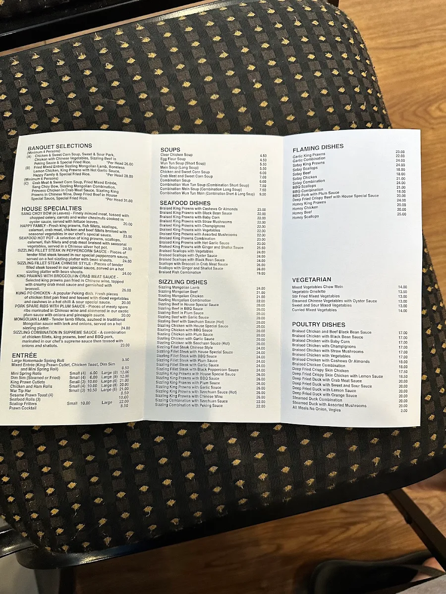 Menu, The Lucky Chinese Restaurant Tahmoor