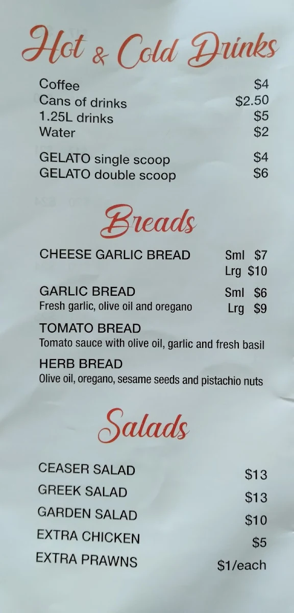 Menu, George's Pizzeria MAUDSLAND