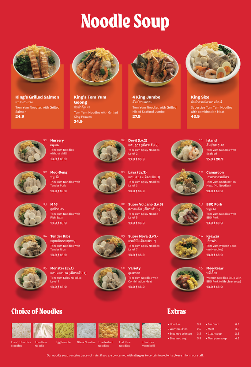 Menu, Doodee King - Burwood