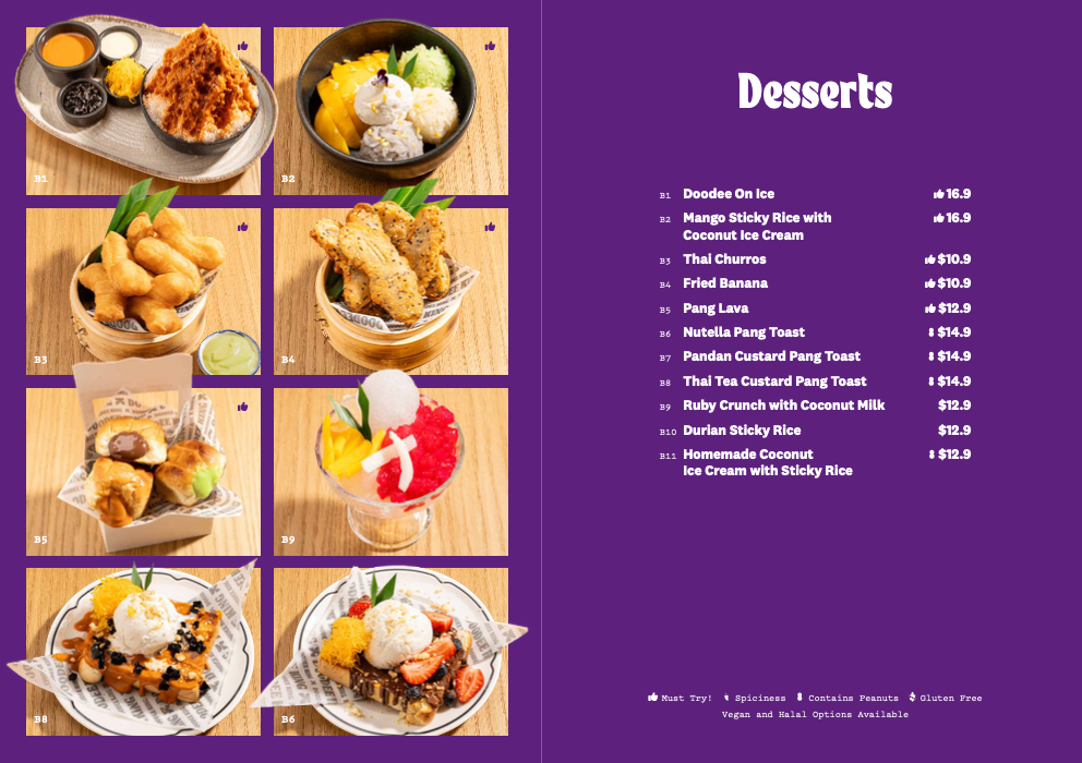 Menu, Doodee King - Burwood