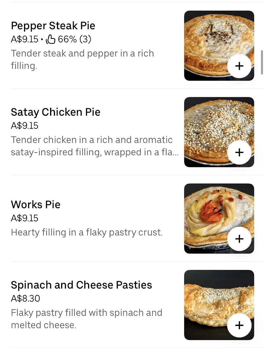 Menu, Millers Pie & Sandwich Bar – Broadmeadow