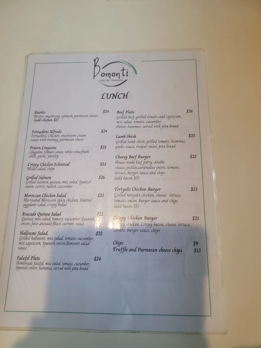 Menu, Bomonti Cafe & Restaurant