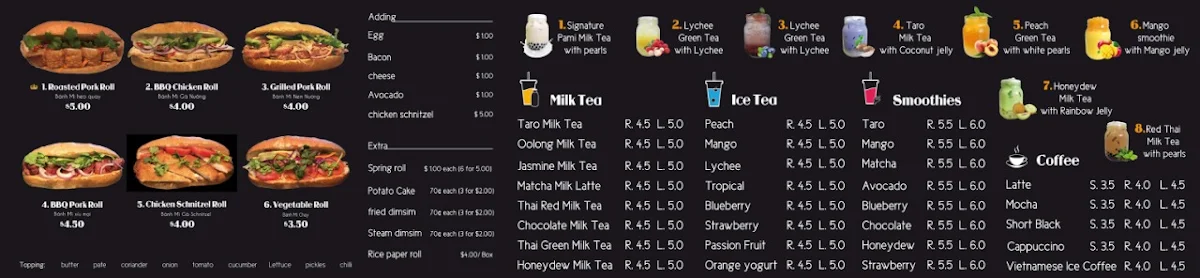 Menu, Pami Rolls
