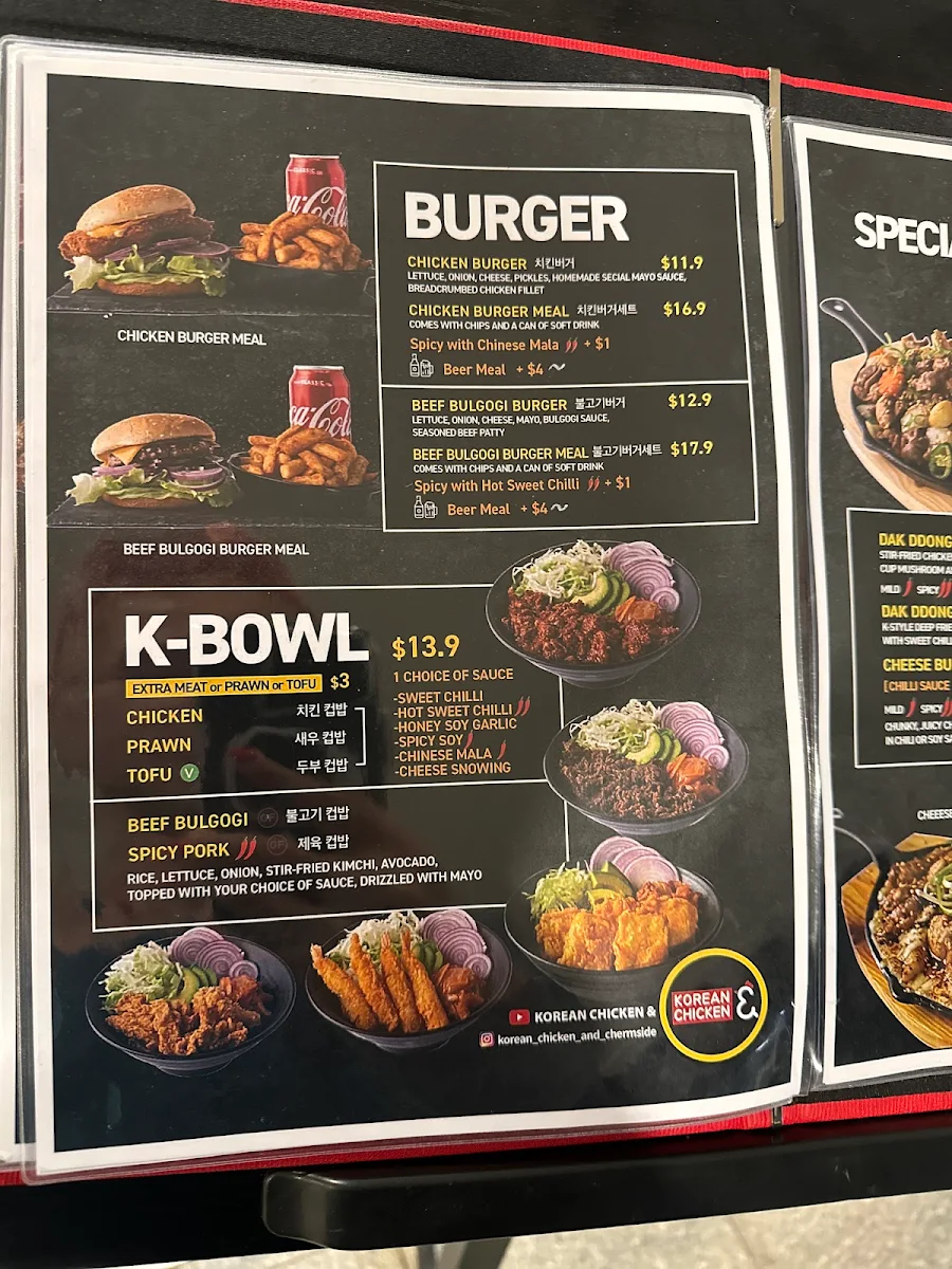 Menu, Korean Chicken & (Chermside)