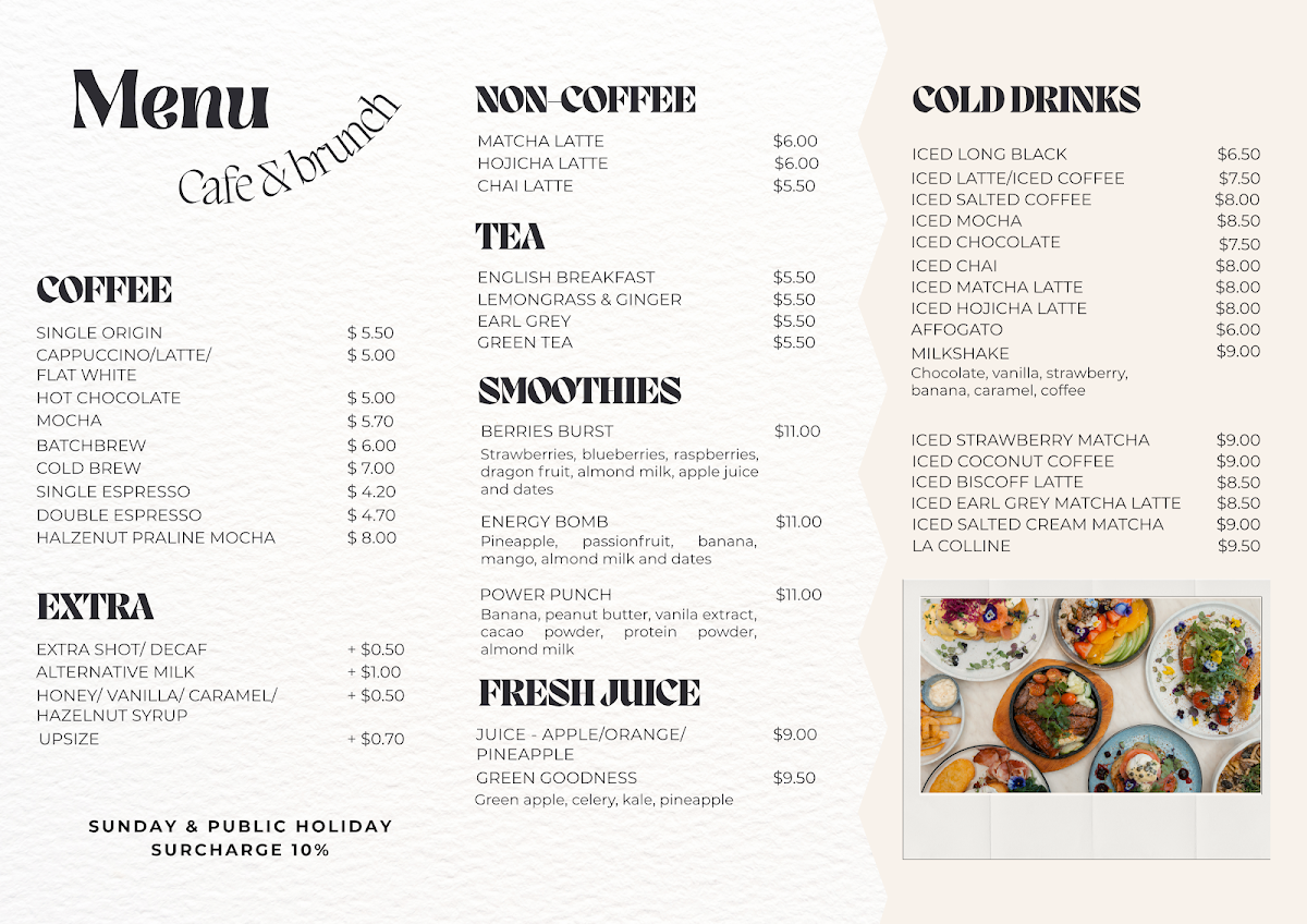 Menu, Prospect Espresso