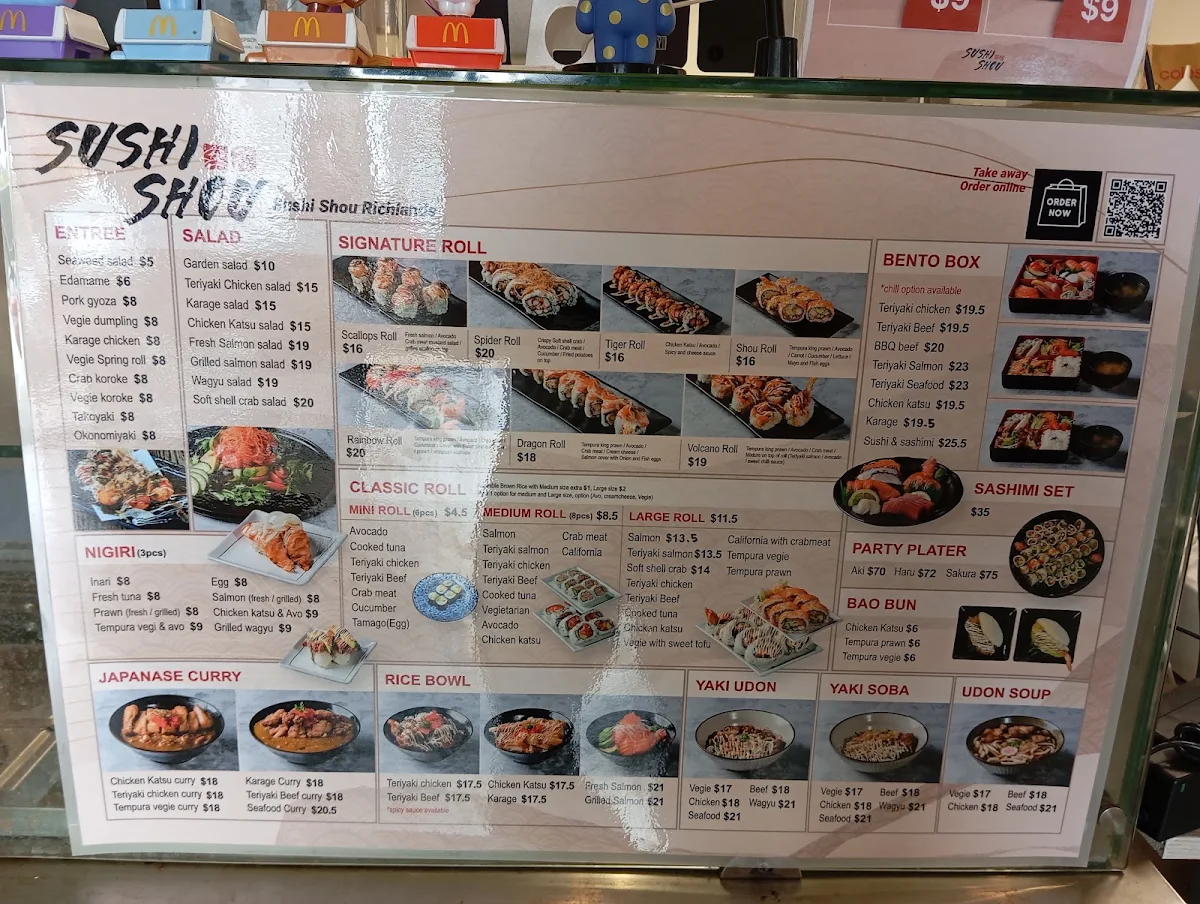 Menu, Sushi Shou Richlands