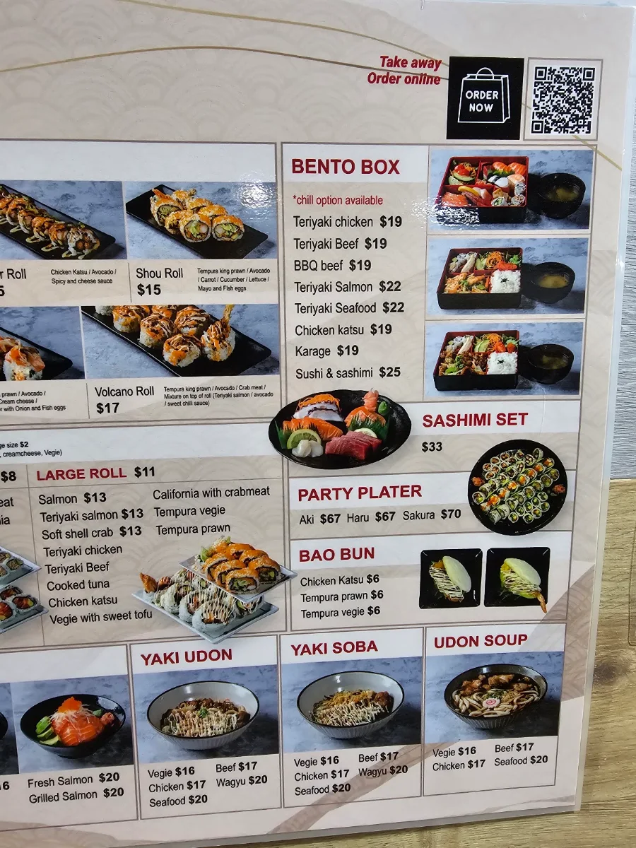 Menu, Sushi Shou Richlands