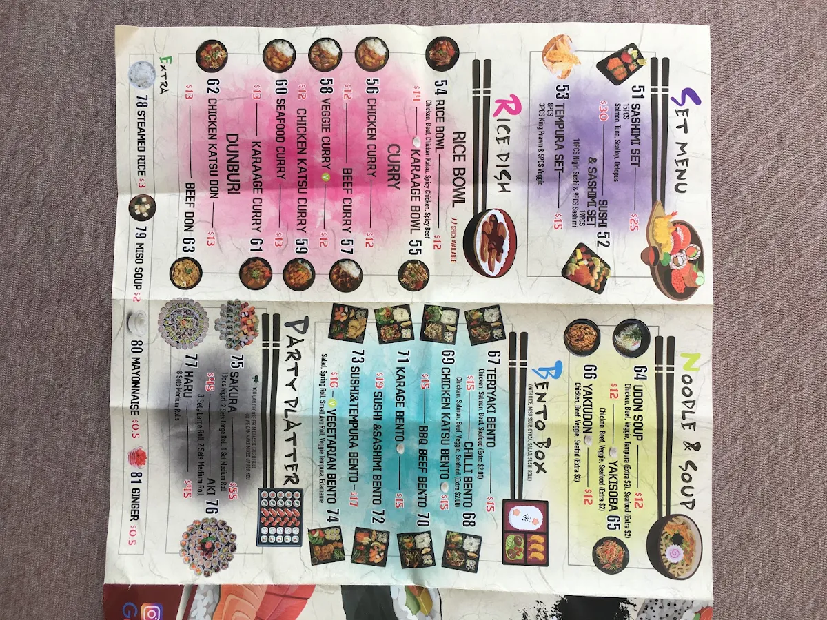 Menu, Sushi Shou Richlands
