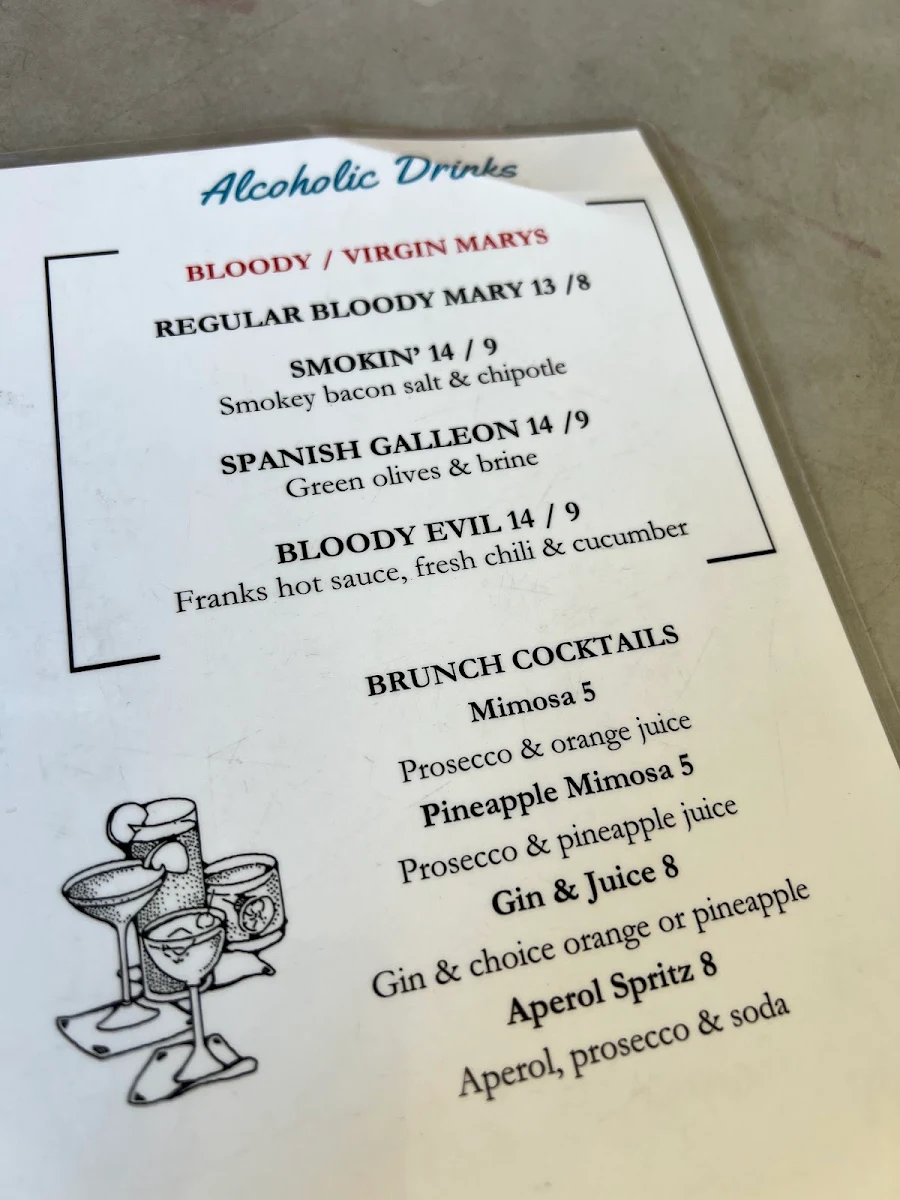 Menu, Galleon Cafe