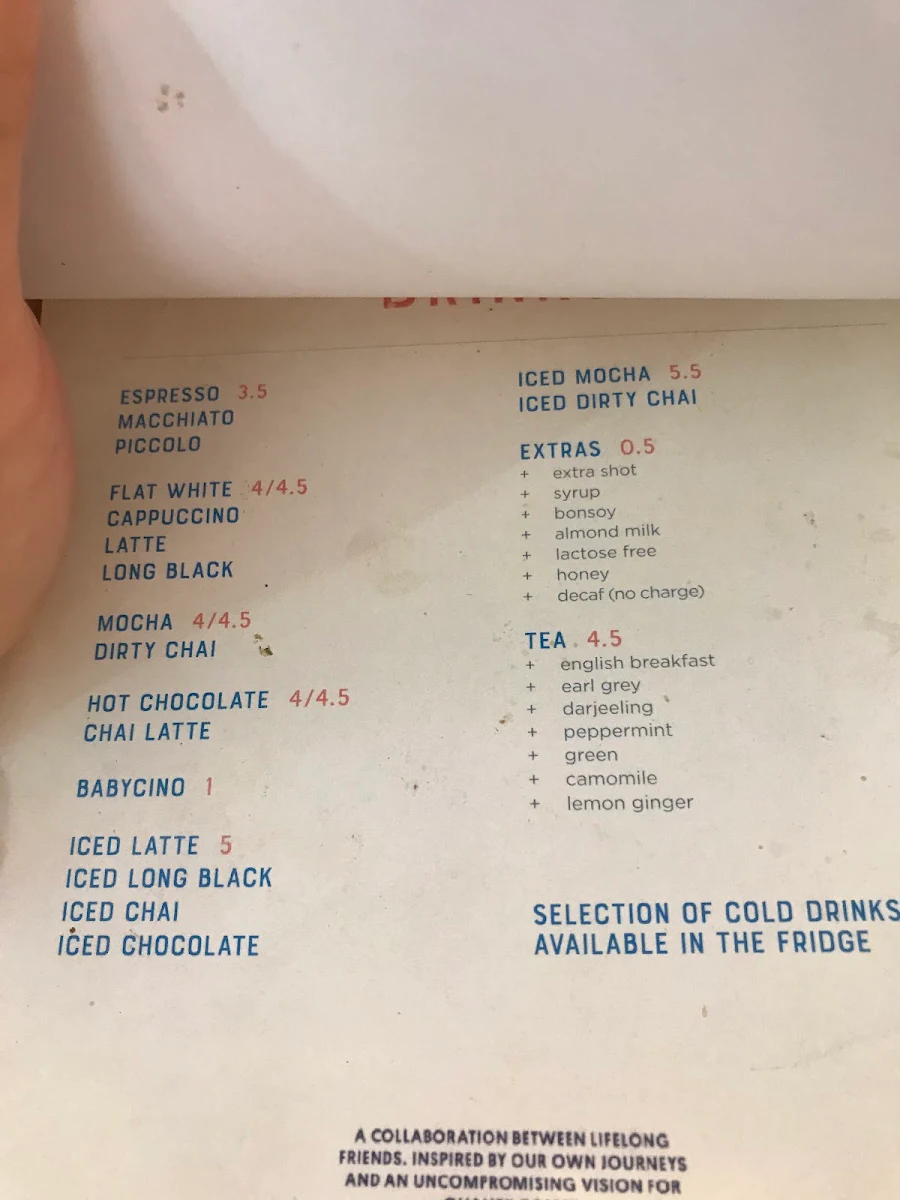 Menu, Sonny’s Bakery and Cafe