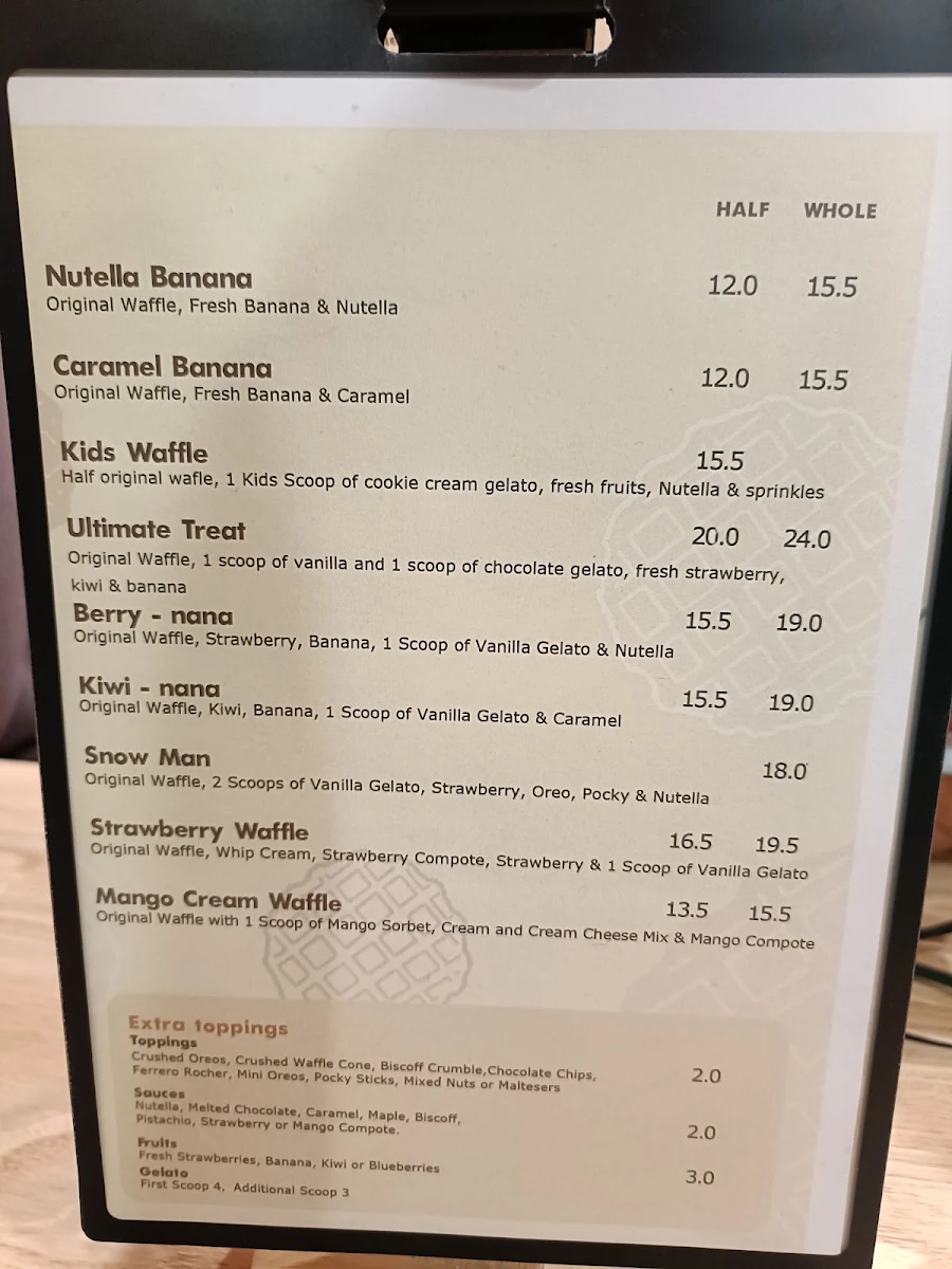 Menu, Waffle Tree