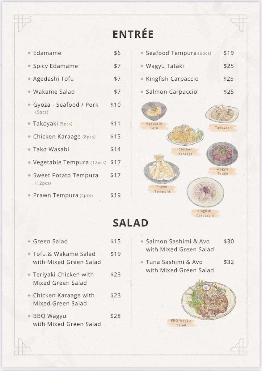 Menu, Epping Yuzu Japanese Restaurant
