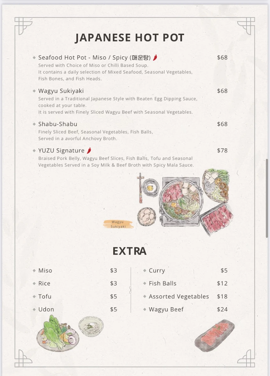 Menu, Epping Yuzu Japanese Restaurant