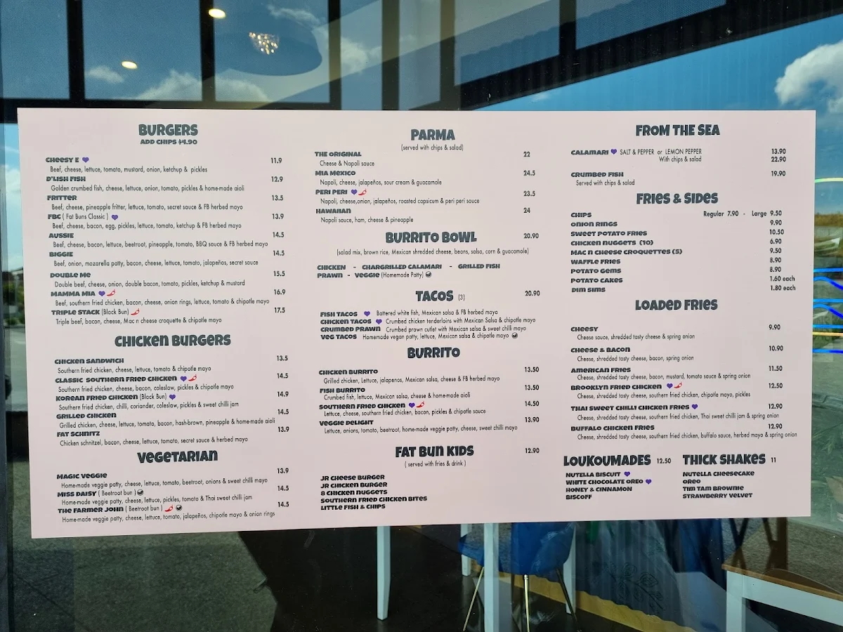 Menu, MadBuns kilmore