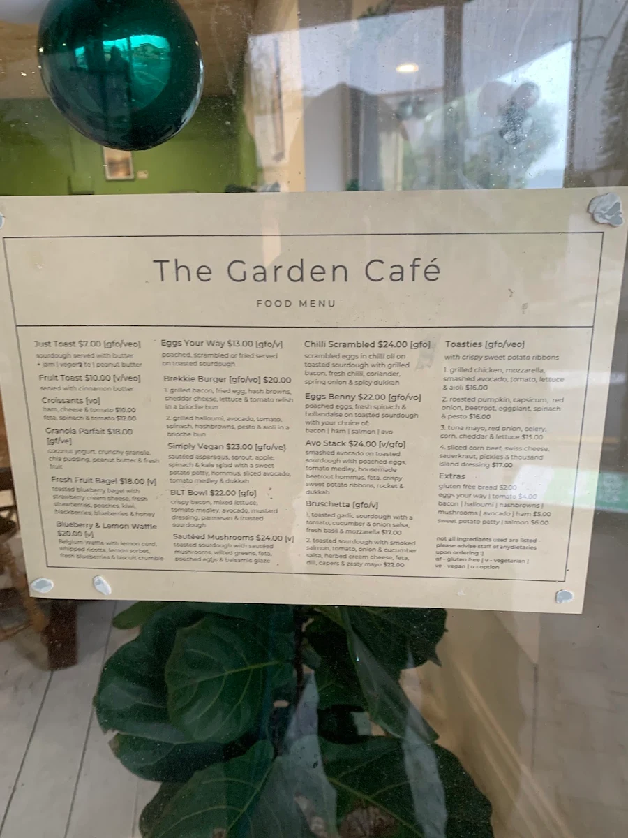 Menu, The Garden Cafe Gallery Events