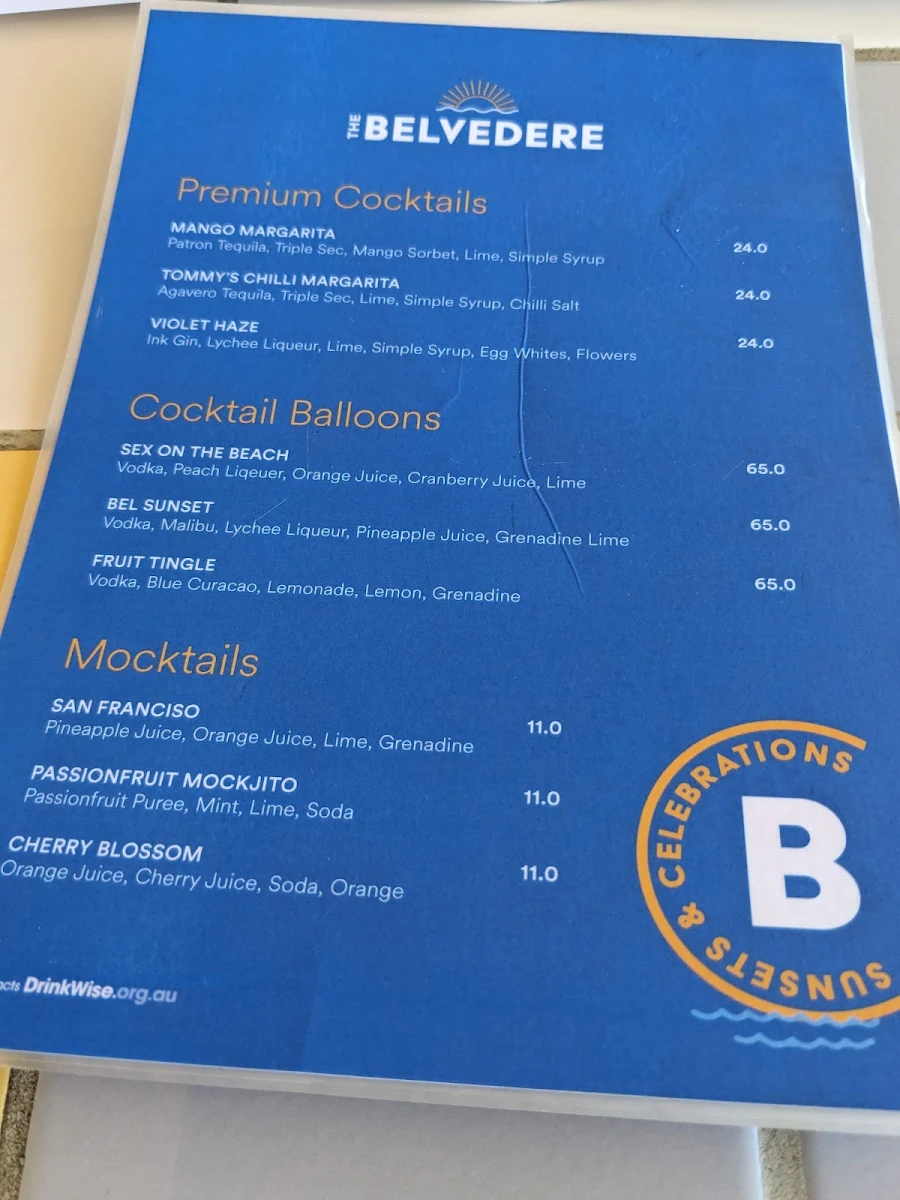 Menu, The Belvedere