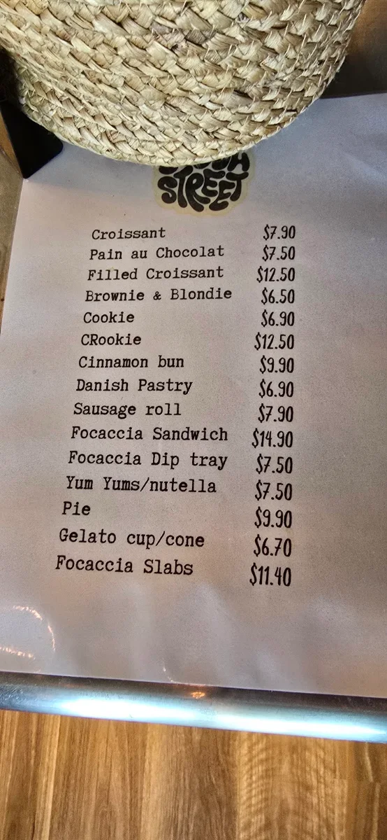 Menu, Dough Street