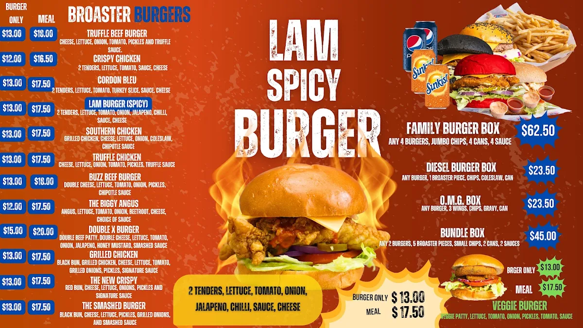 Menu, Broaster Chicken