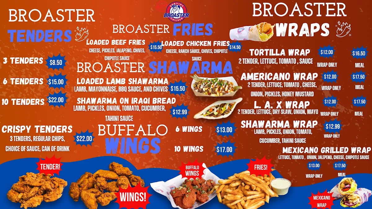 Menu, Broaster Chicken