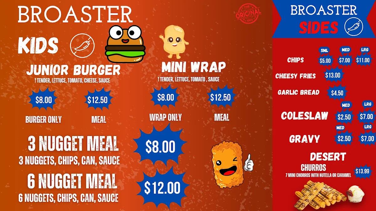 Menu, Broaster Chicken