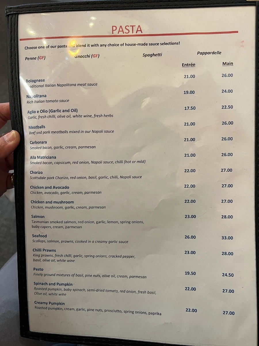 Menu, Valentino's Family Restaurant