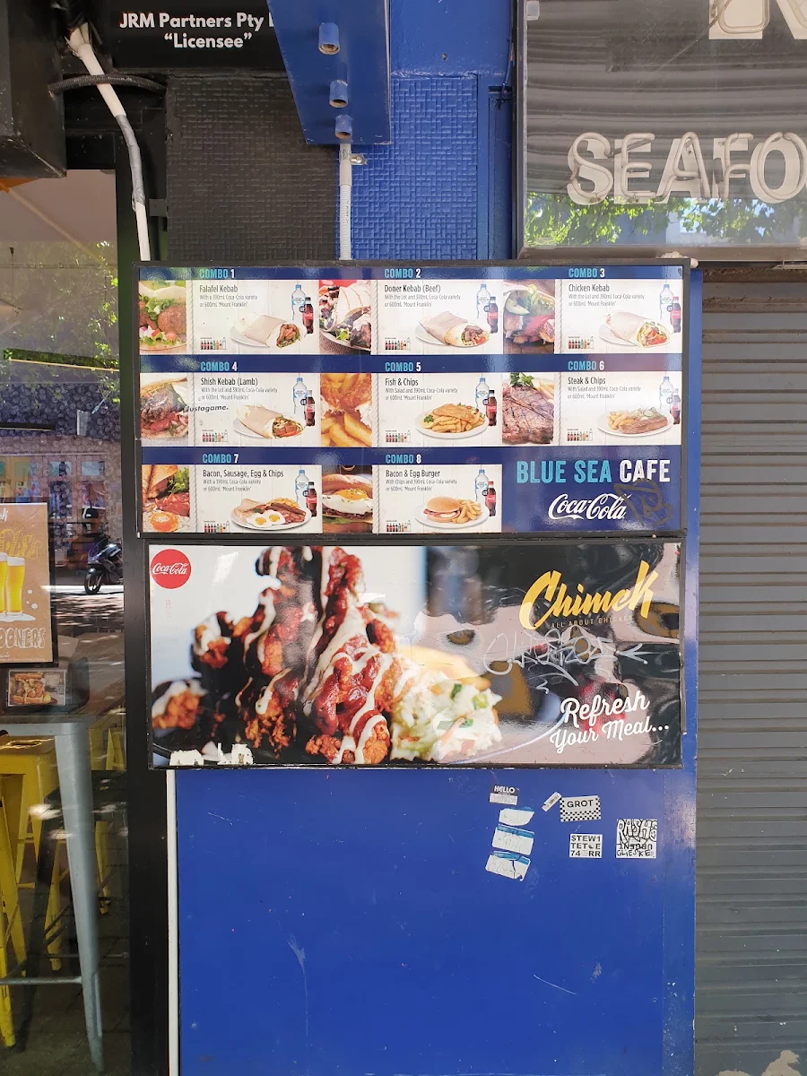 Menu, Blue Sea Cafe