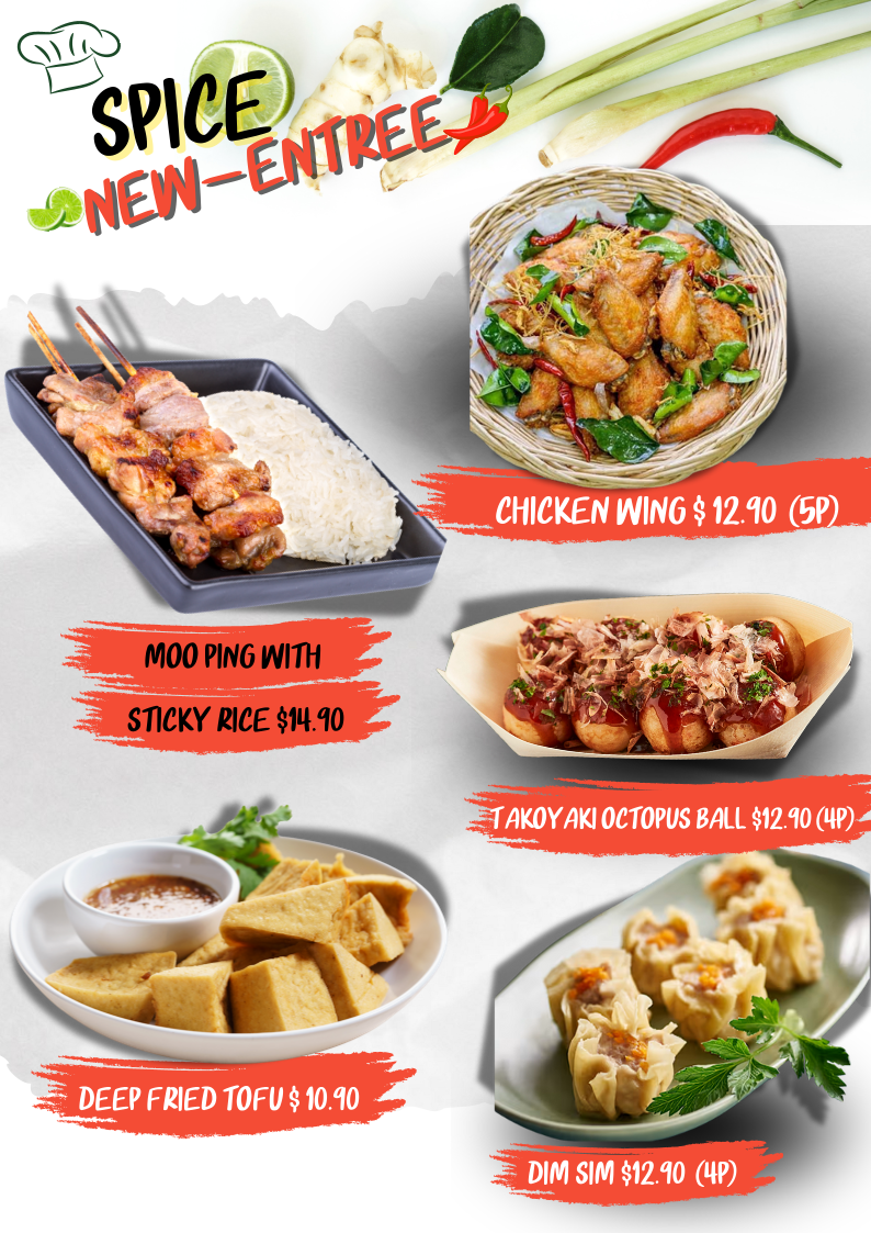 Menu, Spice Noodle Bar & Takeaway