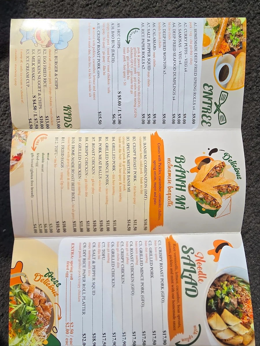 Menu, Mister Banh Mi Vietnamese Kitchen