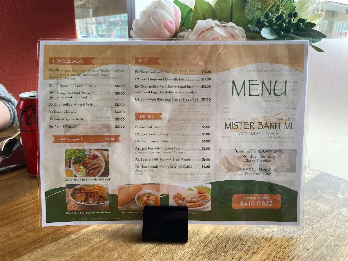 Menu, Mister Banh Mi Vietnamese Kitchen