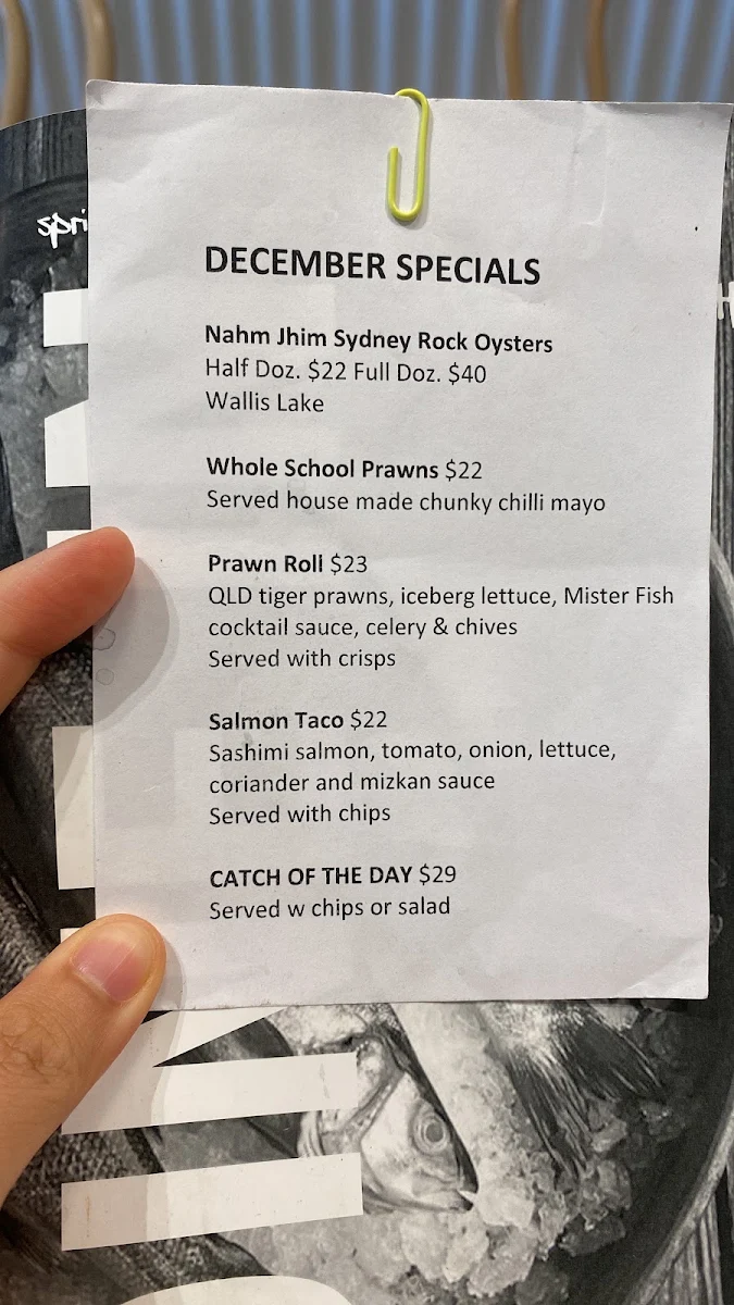 Menu, Mister Fish
