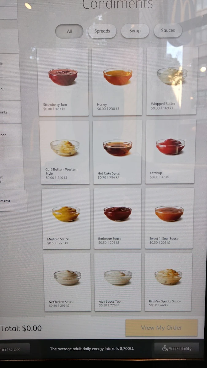 Menu, McDonald's Bourke & Russell