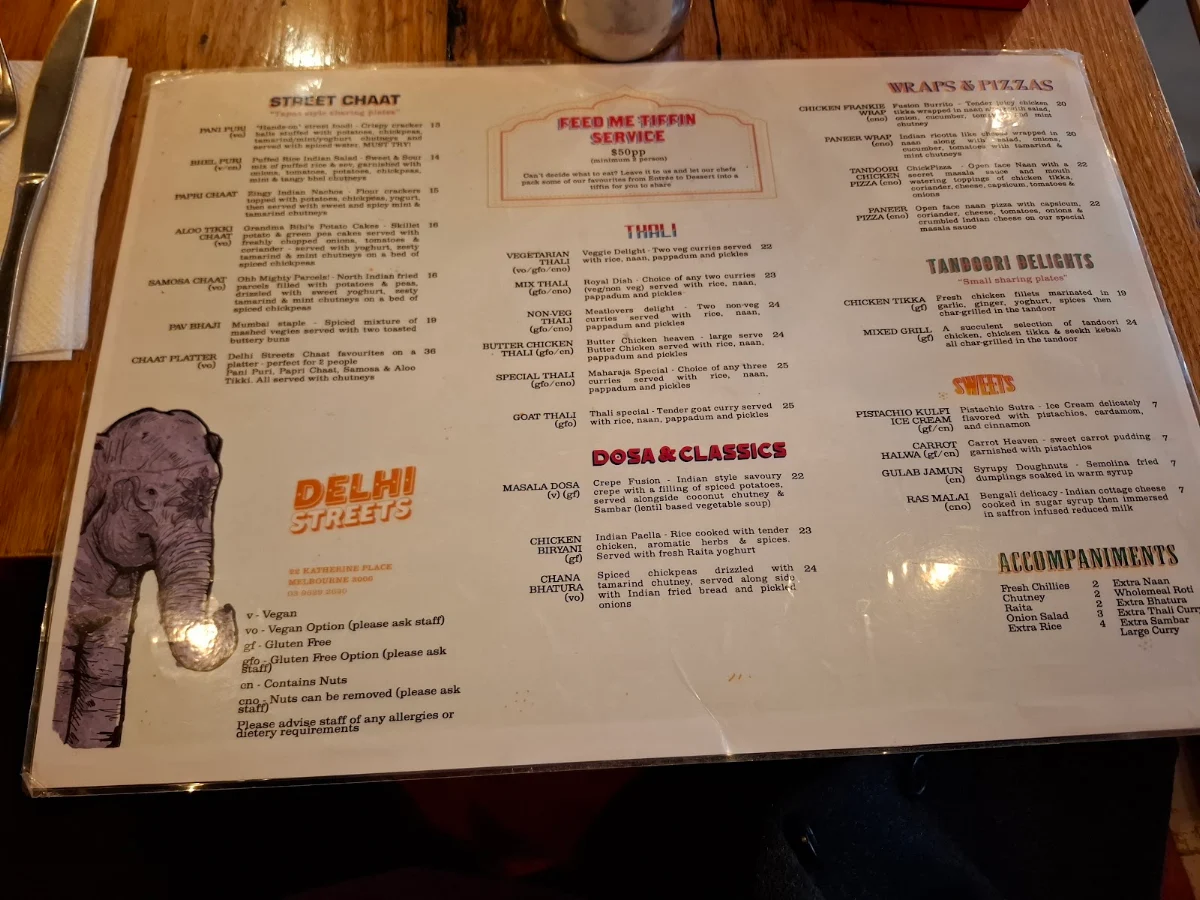 Menu, Delhi Streets