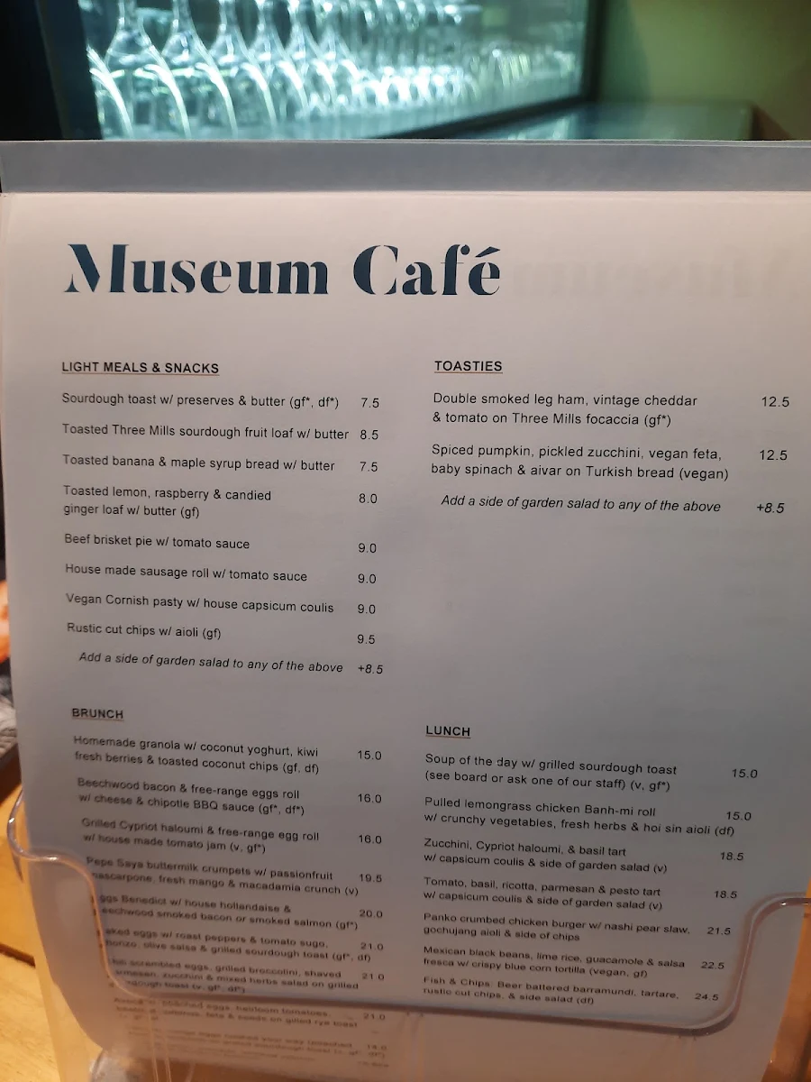Menu, The Museum Cafe