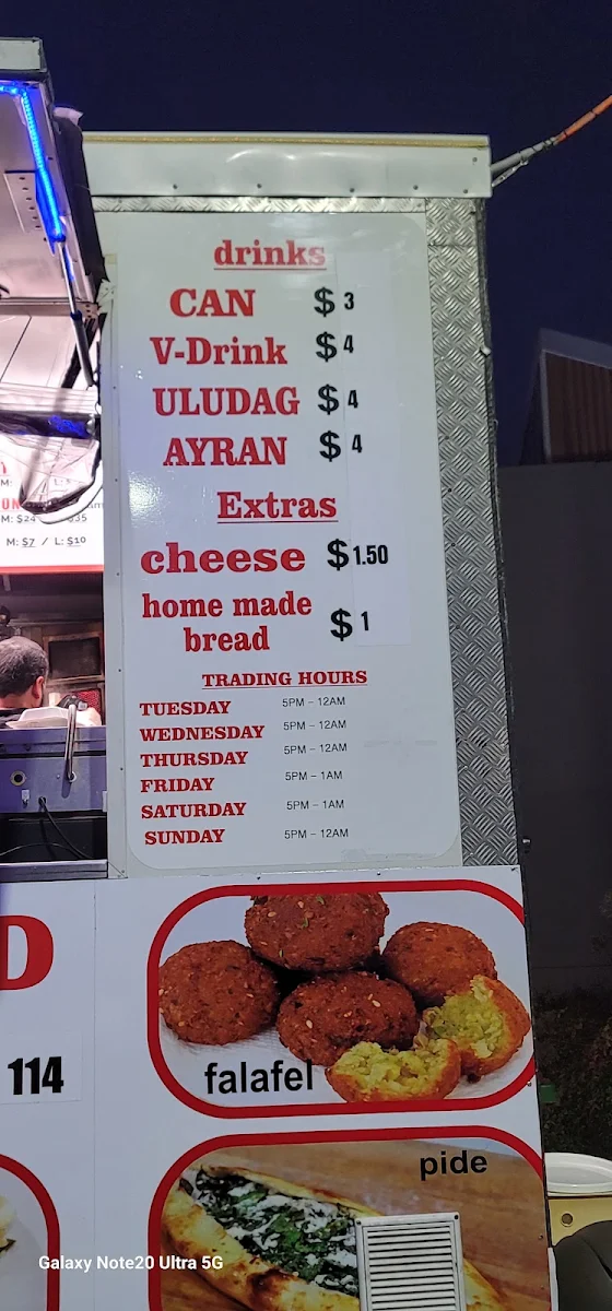 Menu, Beaconsfield Kebabs