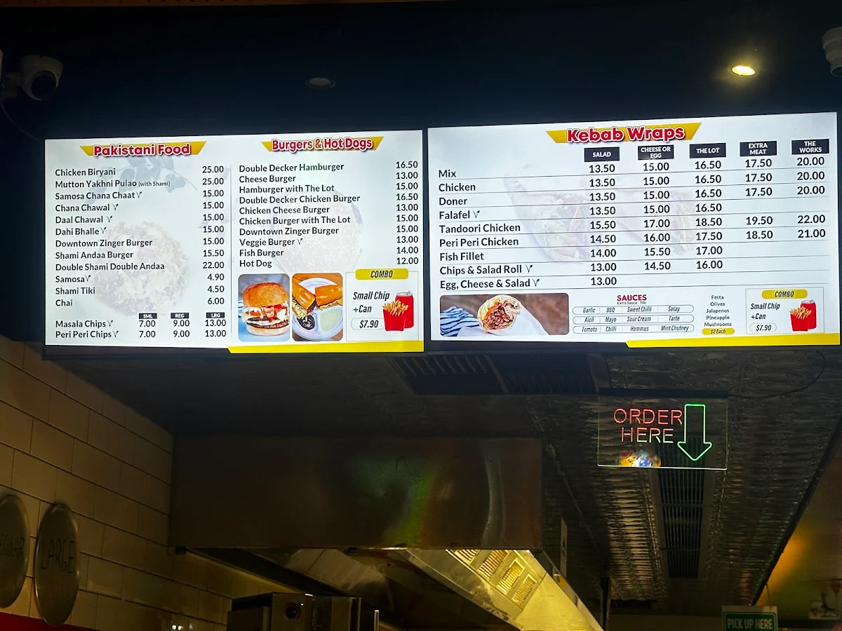 Menu, Downtown Cafe