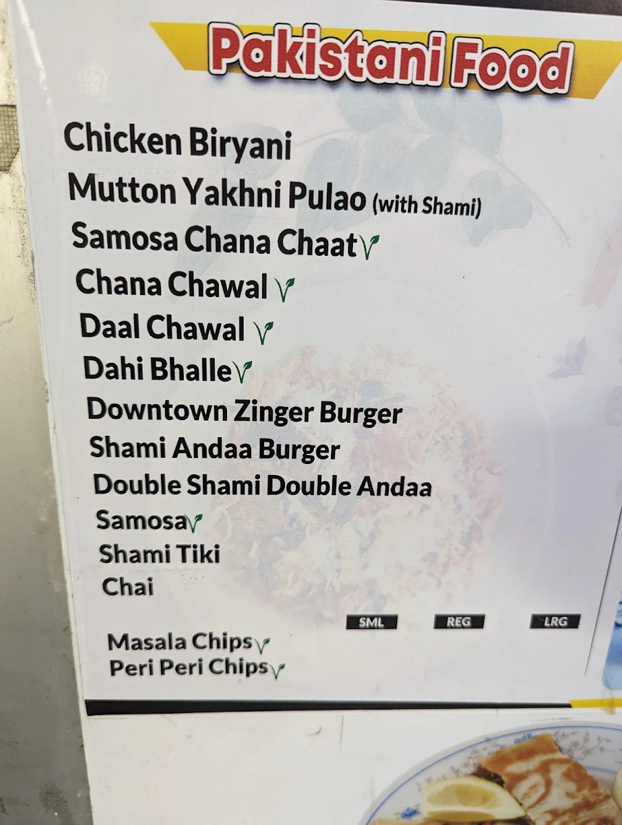 Menu, Downtown Cafe