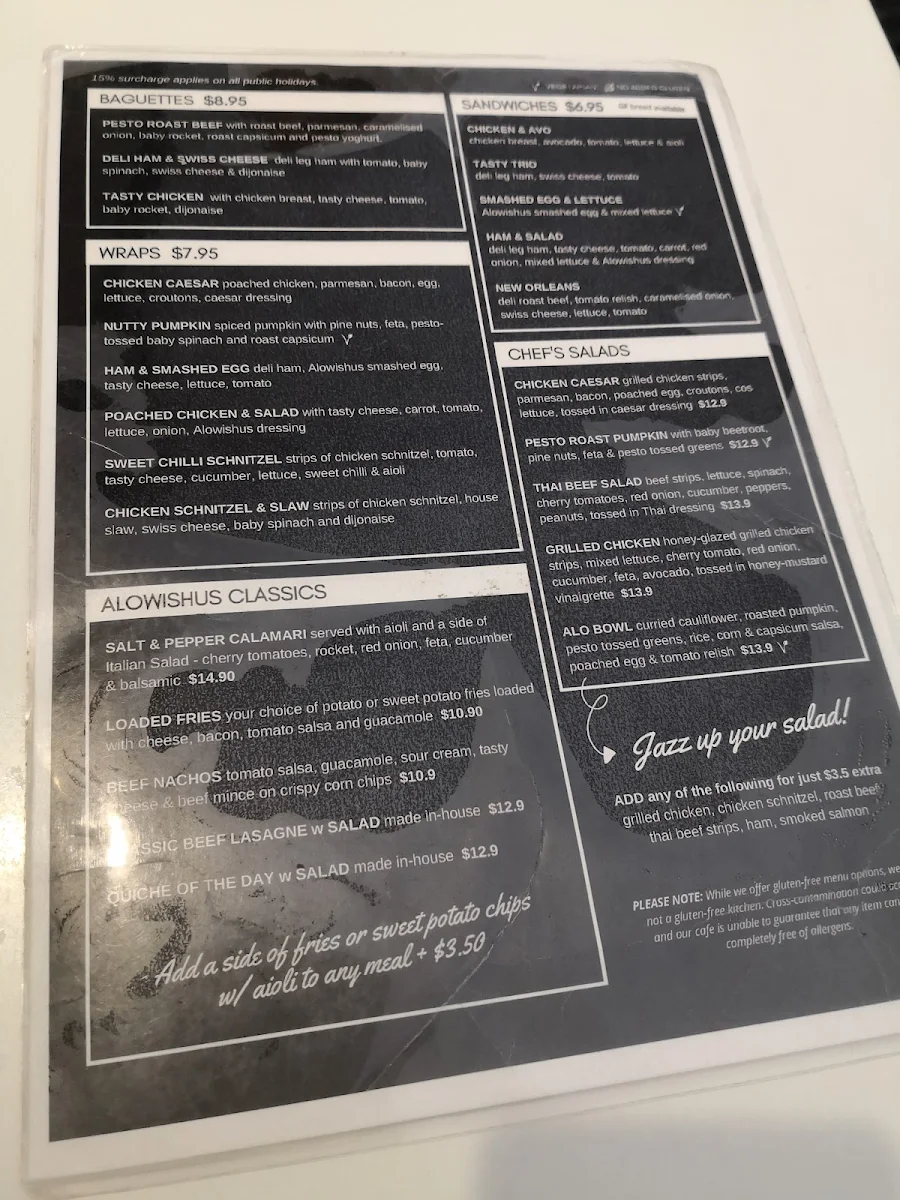 Menu, Alowishus Delicious