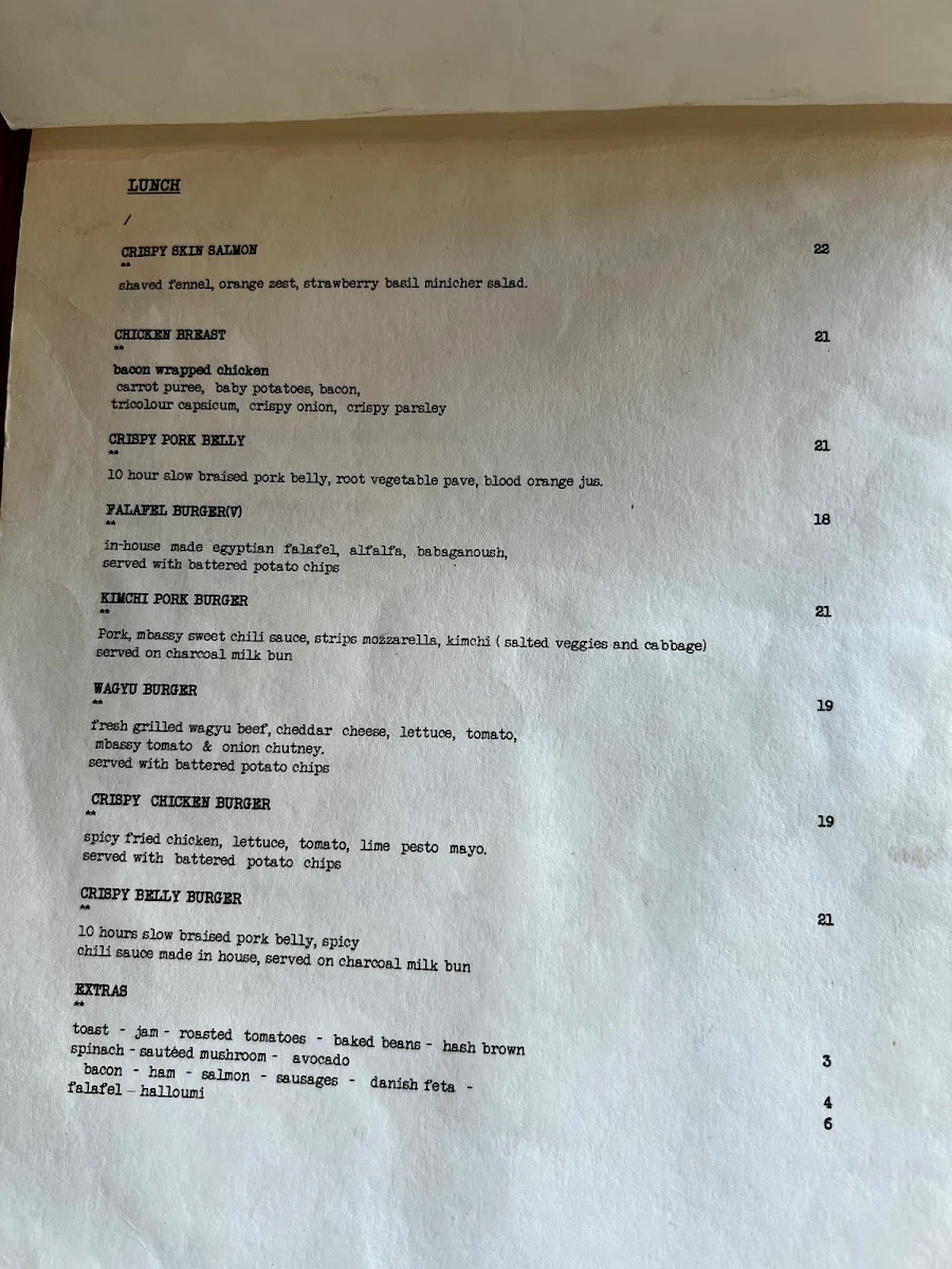 Menu, Local Mbassy