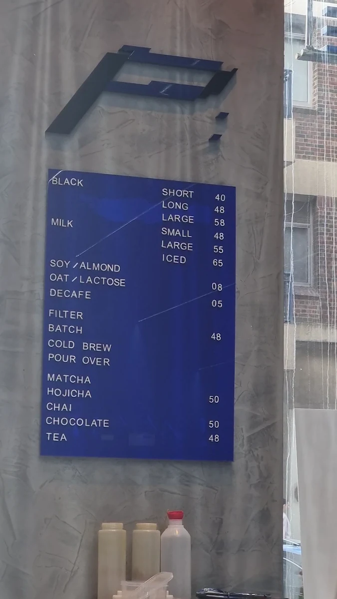 Menu, Parlance Coffee