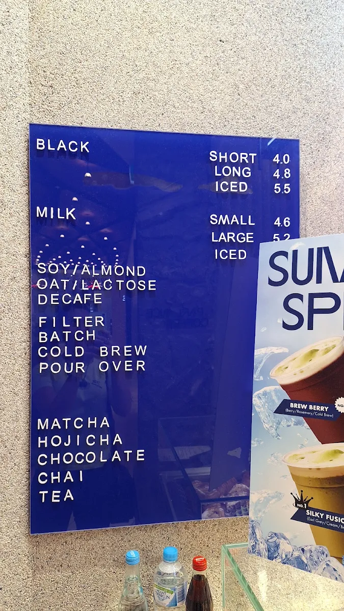 Menu, Parlance Coffee