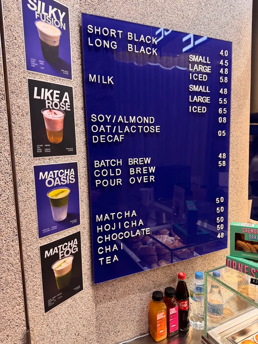 Menu, Parlance Coffee
