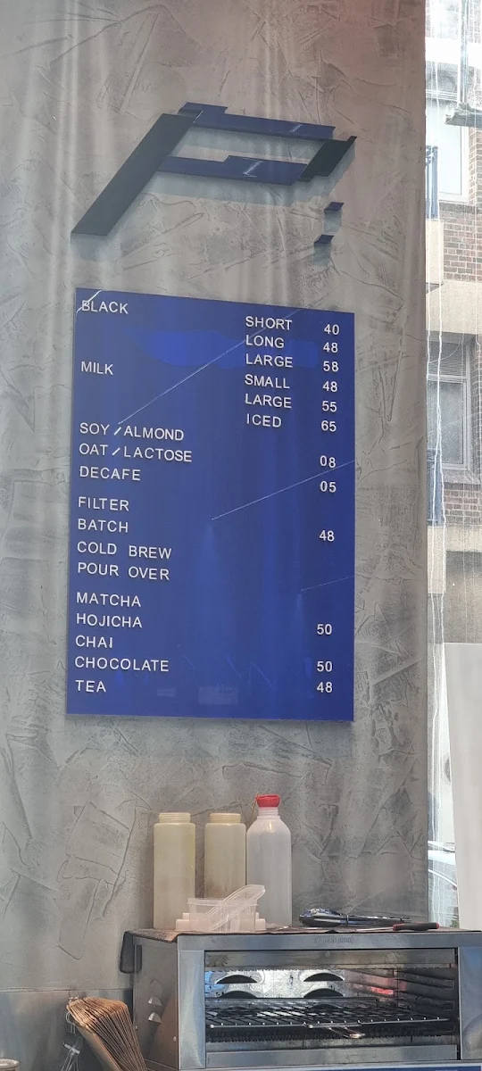 Menu, Parlance Coffee