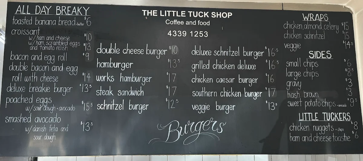 Menu, The Little Tuck Shop Wamberal