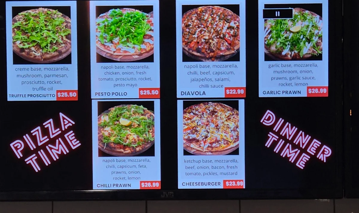 Menu, Luna Pizza