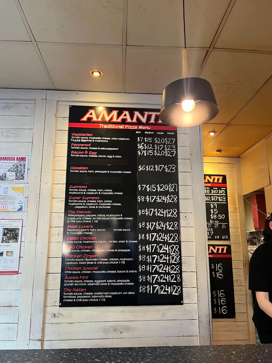 Menu, Amanti Pizza