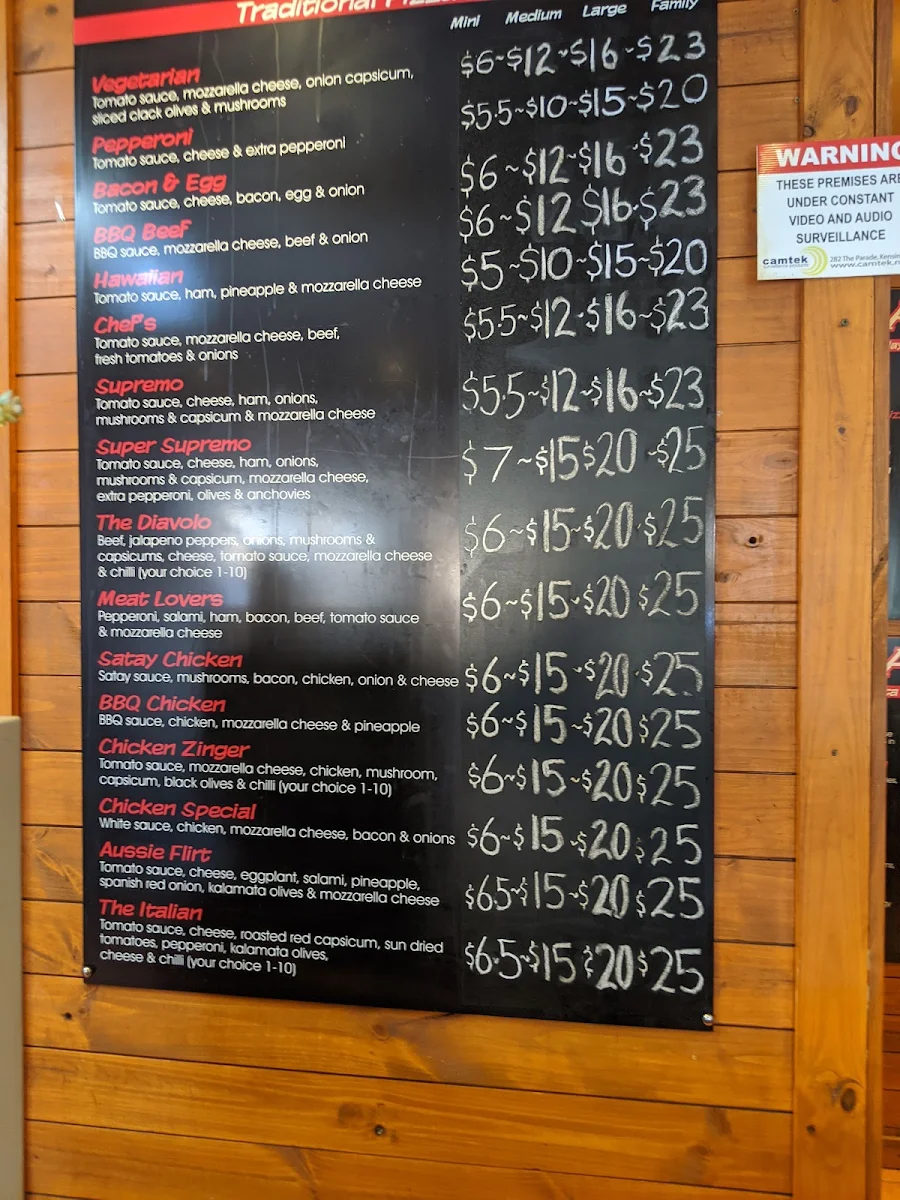 Menu, Amanti Pizza